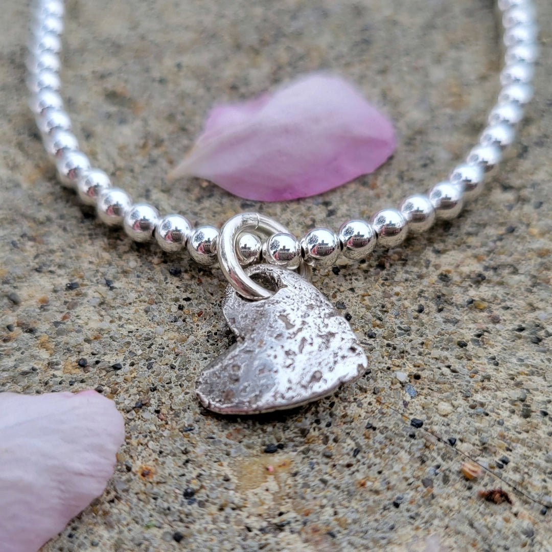 Ashes Jewelry, Pet Memorial ashes charm, heart charm made with cremains.