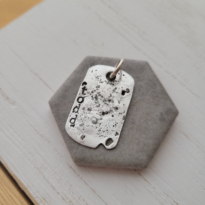 Fine silver dogtag memorial necklace, ashes pendant, cremains pet 