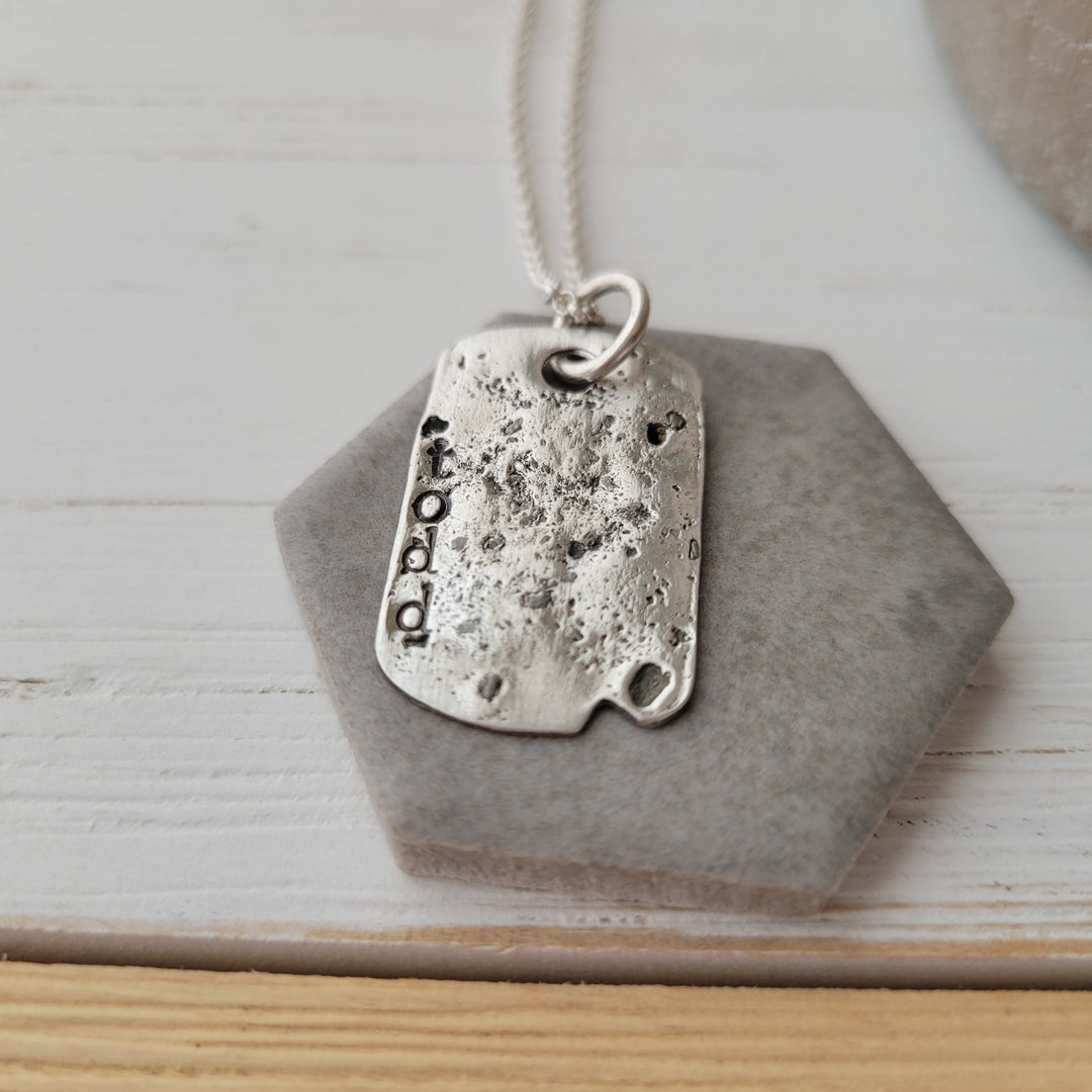 cremation jewellery, ashes necklace, memorial dogtag