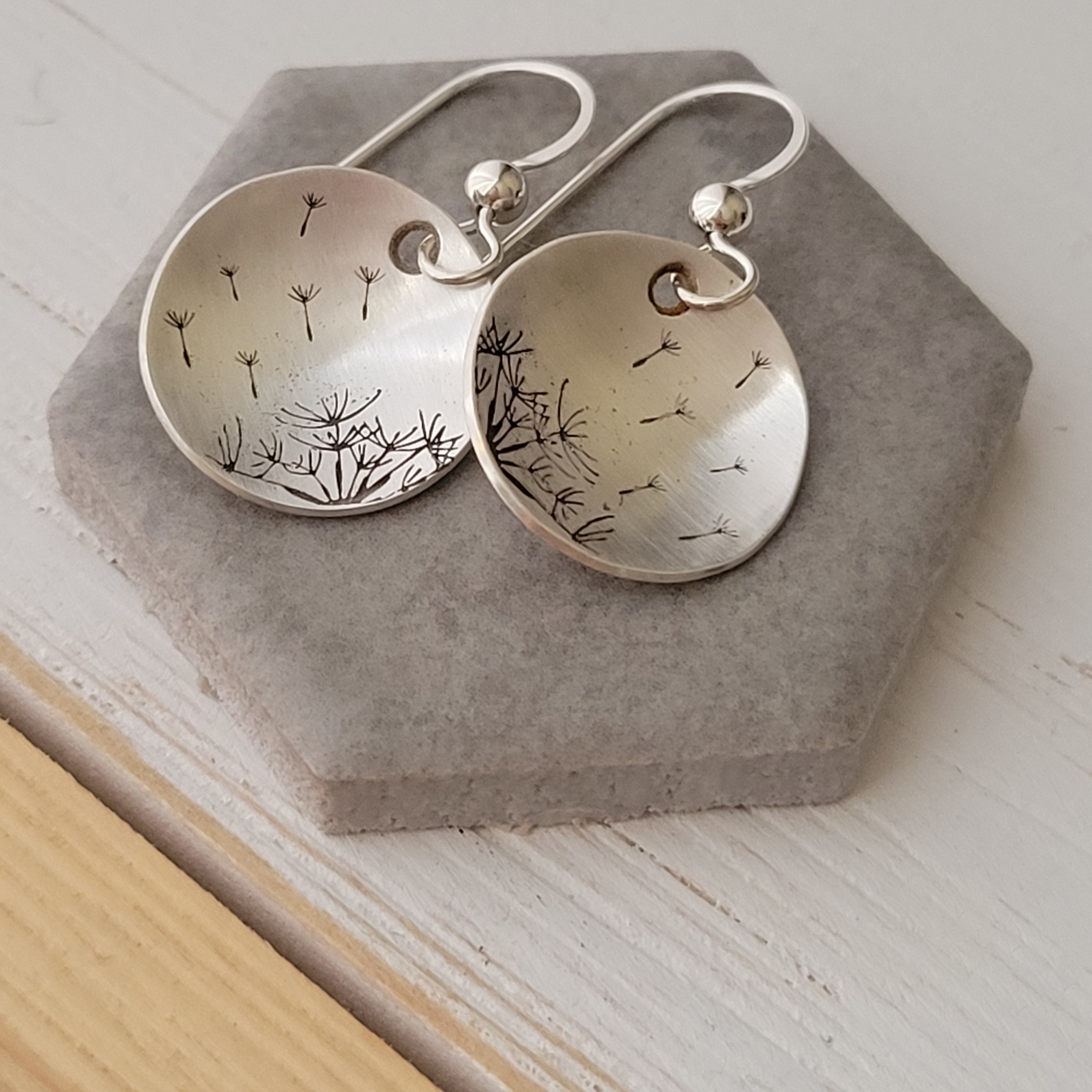 Sterling silver shop dandelion earrings