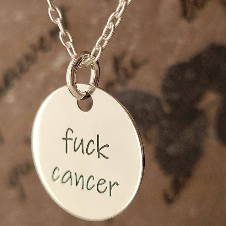 Sterling Silver Fuck Cancer Necklace