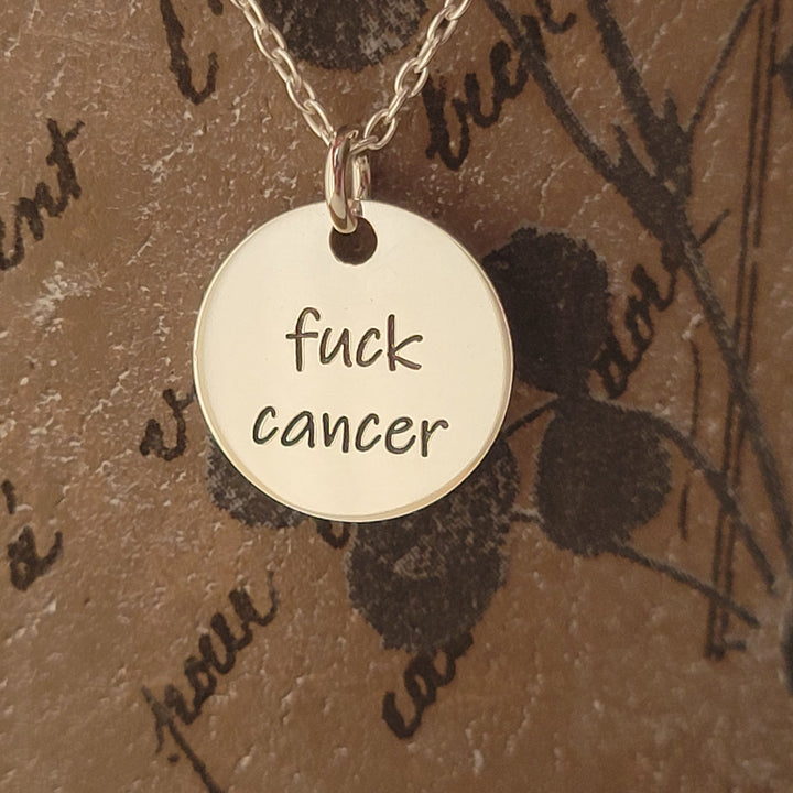 Sterling Silver Fuck Cancer Necklace