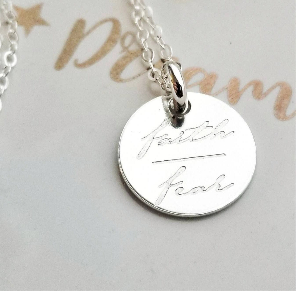 Sterling Silver Faith over fear necklace