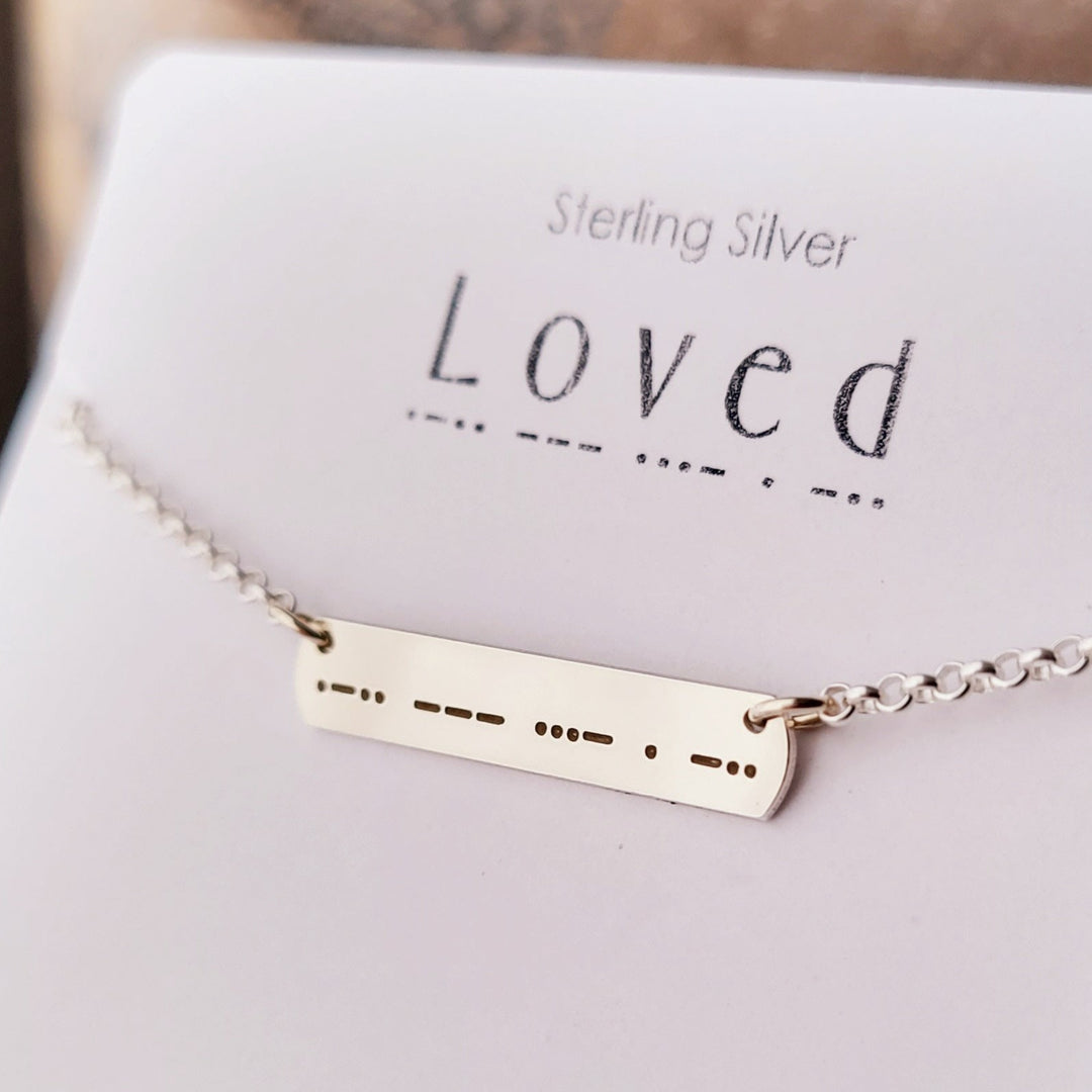 Morse Code sterling silver Necklace Loved Jewelry Gift for Daughter