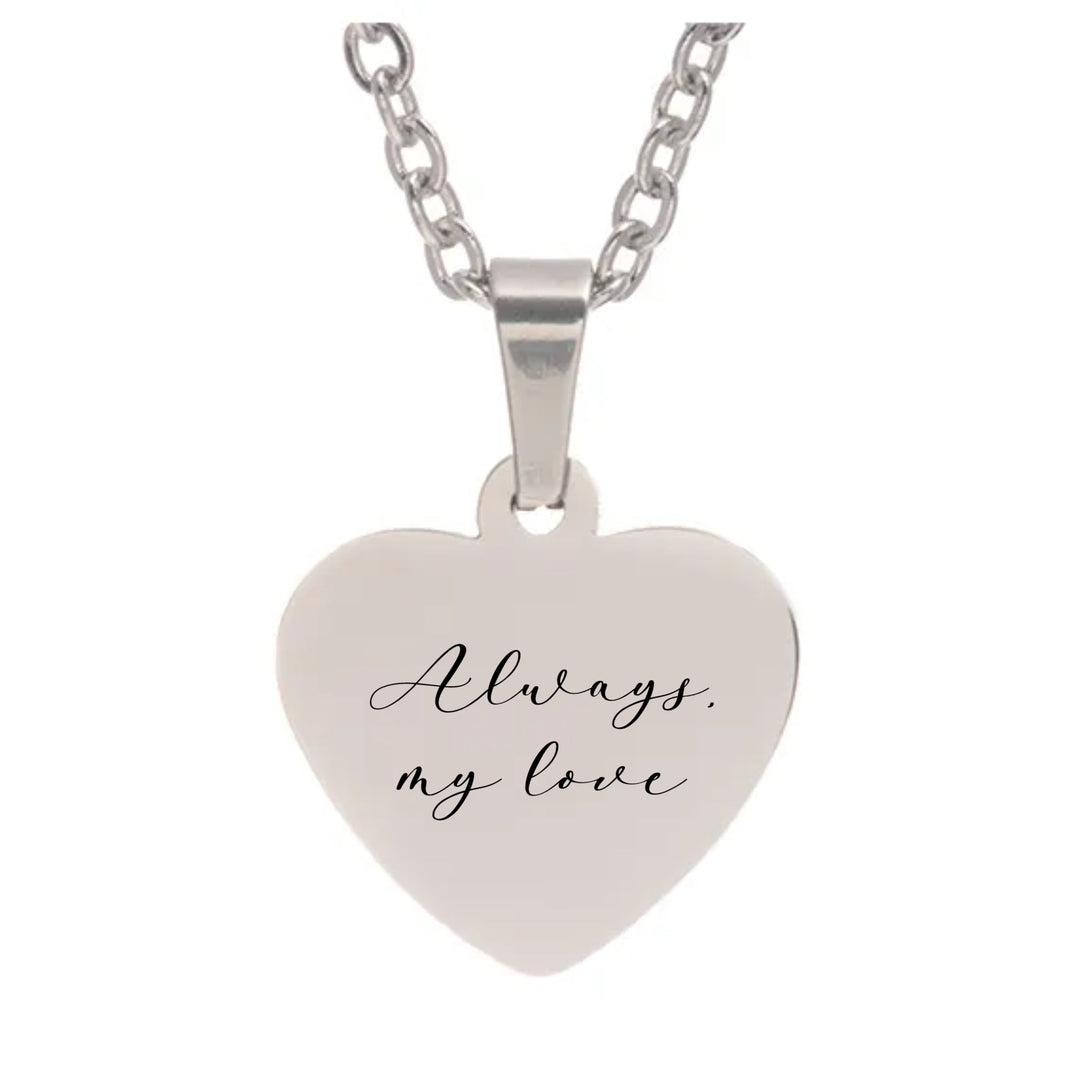 Stainless Steel Heart Message Necklace