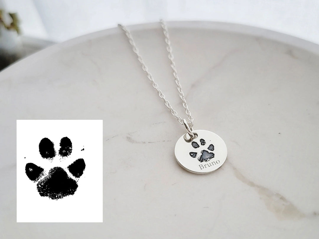 Sterling Silver Paw Print Necklace