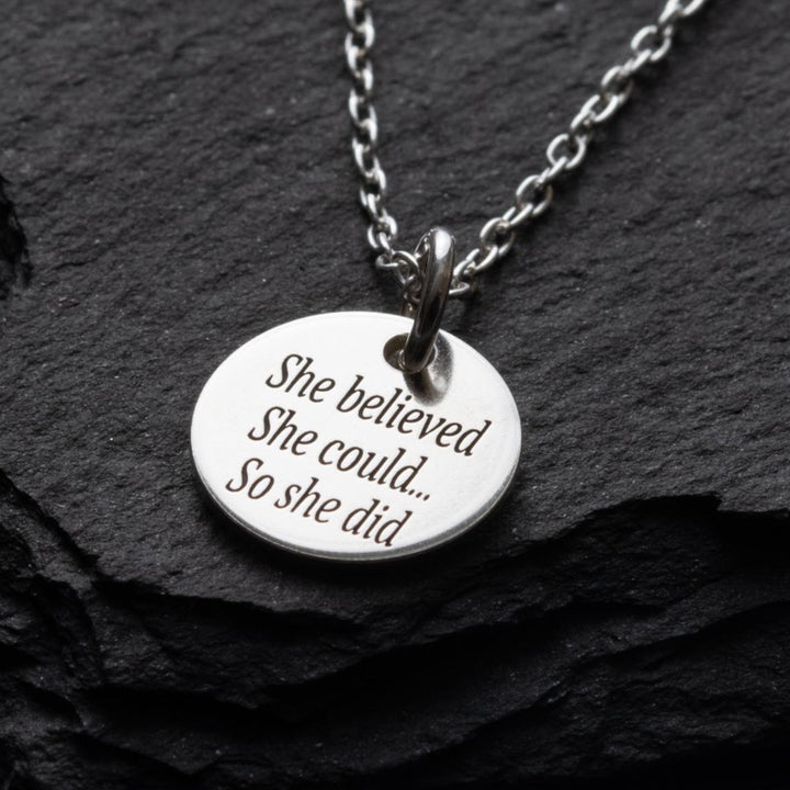 Sterling Silver She believed she could so she did encouragement necklace