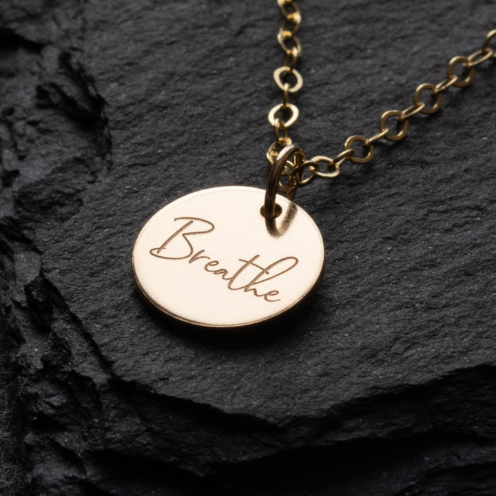engraved breathe necklace