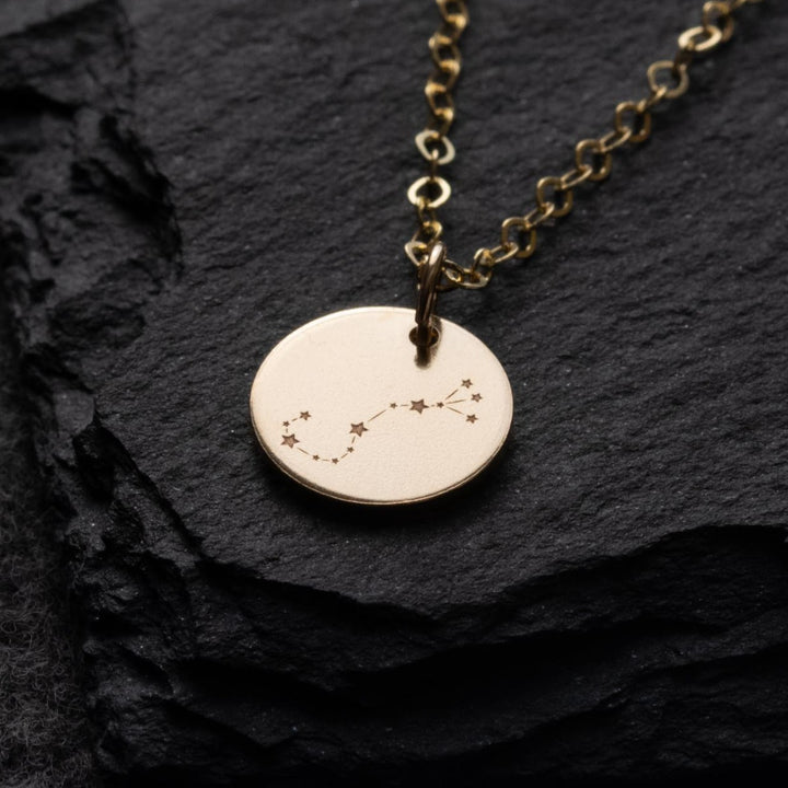 14k gold engraved constellation necklace
