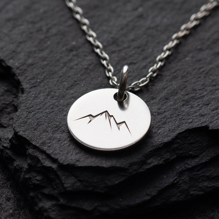 Sterling Silver Engraved Mountain Adventurer  Necklace