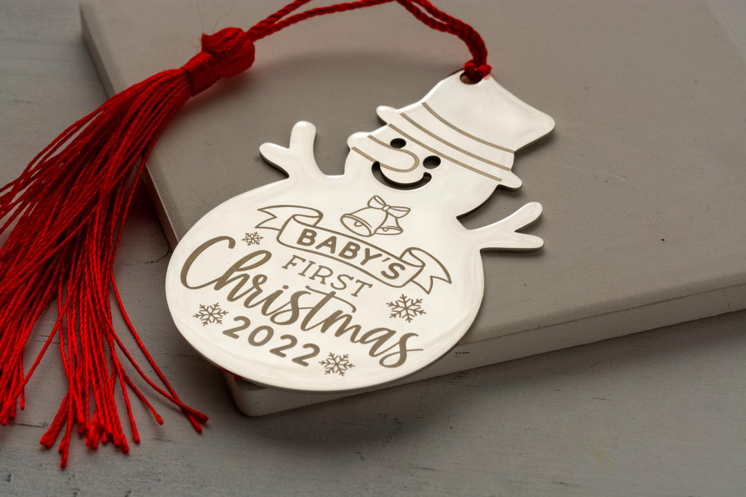 Snowman baby's first Christmas ornament