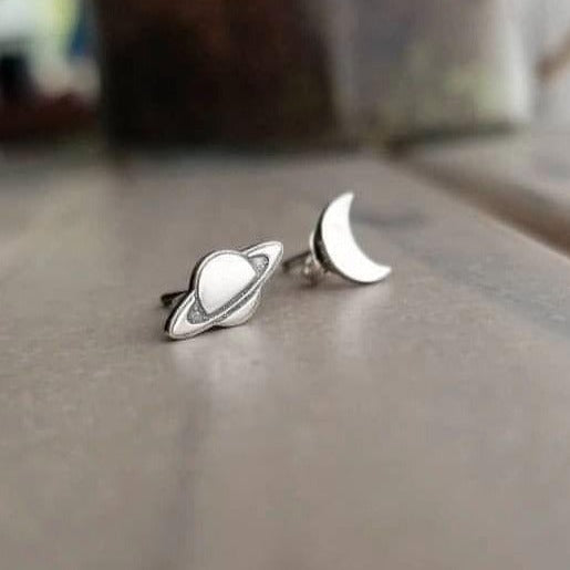 Sterling Studs - Saturn and Moon